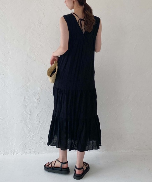 archives(アルシーヴ)の「ワッシャーノースリワンピース(ワンピース・レディース・レンガ/ブラック/パープル/アイボリー・MEDIUM)」の1枚目の写真