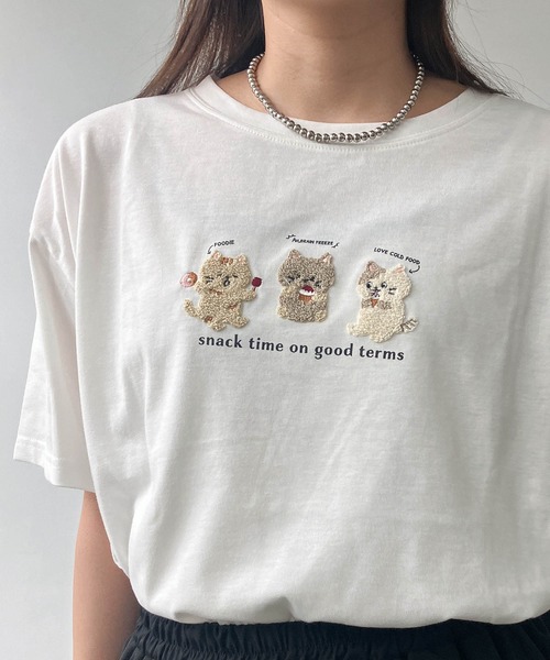 AS KNOW AS plus（アズノゥアズプラス）の「〇3匹ぽこぽこアニマルTシャツ（Tシャツ/カットソー・レディース・ホワイト系/ブラック系/ベージュ系/サックスブルー系/ホワイト系1/ブラック系1/ミント/ペールイエロー/ホワイト系2/ベージュ系2/ネイビー系2/ブルー系2/ホワイト系3/ブラック系3/ベージュ系3/グリーン系3/ホワイト系4/ブラック系4/ブルー系4/イエロー系4/ホワイト系5/ブラック系5/ベージュ系5/ブルー系5/ホワイト系6/ブラック系6/ベージュ系6/ブルー系6/ホワイト系7/ベージュ系7/グリーン系7/ブラック系7・FREE）」の8枚目の写真