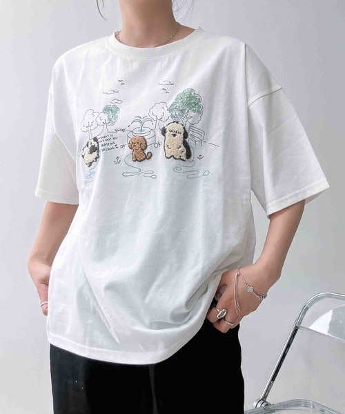 AS KNOW AS plus(アズノゥアズプラス)の「〇3匹ぽこぽこアニマルTシャツ(Tシャツ/カットソー・レディース・ホワイト系/ブラック系/ベージュ系/サックスブルー系/ブラック系1/ホワイト系1/ペールイエロー/ミント/ベージュ系2/ホワイト系2/ネイビー系2/ブルー系2/ブラック系3/ホワイト系3/ベージュ系3/グリーン系3/ホワイト系4/ブラック系4/ブルー系4/イエロー系4/ホワイト系5/ブラック系5/ブルー系5/ベージュ系5/ホワイト系6/ブラック系6/ベージュ系6/ブルー系6/グリーン系7/ホワイト系7/ベージュ系7/ブラック系7/ホワイト系8/グリーン系8/ブラック系8/ネイビー系9/ブラック系9/グリーン系9/ホワイト系9・FREE)」の9枚目の写真