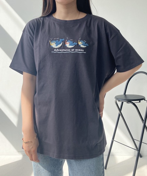 AS KNOW AS plus（アズノゥアズプラス）の「〇3匹ぽこぽこアニマルTシャツ（Tシャツ/カットソー・レディース・ホワイト系/ブラック系/ベージュ系/サックスブルー系/ホワイト系1/ブラック系1/ミント/ペールイエロー/ホワイト系2/ベージュ系2/ネイビー系2/ブルー系2/ホワイト系3/ブラック系3/ベージュ系3/グリーン系3/ホワイト系4/ブラック系4/ブルー系4/イエロー系4/ホワイト系5/ブラック系5/ベージュ系5/ブルー系5/ホワイト系6/ブラック系6/ベージュ系6/ブルー系6/ホワイト系7/ベージュ系7/グリーン系7/ブラック系7・FREE）」の14枚目の写真