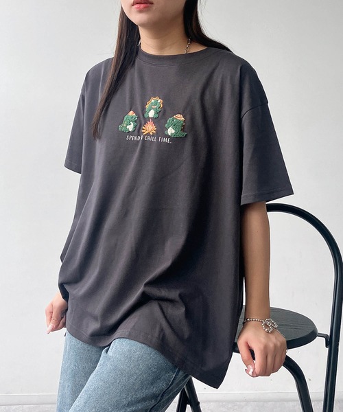 AS KNOW AS plus（アズノゥアズプラス）の「〇3匹ぽこぽこアニマルTシャツ（Tシャツ/カットソー・レディース・ホワイト系/ブラック系/ベージュ系/サックスブルー系/ホワイト系1/ブラック系1/ミント/ペールイエロー/ホワイト系2/ベージュ系2/ネイビー系2/ブルー系2/ホワイト系3/ブラック系3/ベージュ系3/グリーン系3/ホワイト系4/ブラック系4/ブルー系4/イエロー系4/ホワイト系5/ブラック系5/ベージュ系5/ブルー系5/ホワイト系6/ブラック系6/ベージュ系6/ブルー系6/ホワイト系7/ベージュ系7/グリーン系7/ブラック系7・FREE）」の15枚目の写真