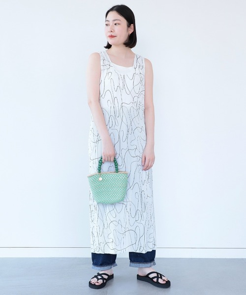 Ray BEAMS（レイビームス）の「Larone / ビーズ ハンドル バッグ（かごバッグ・レディース・ブラック/グリーン・ONE SIZE）」の13枚目の写真