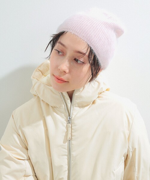Ray BEAMS（レイビームス）の「Ray BEAMS / アンゴラ混 ビーニー（ニットキャップ/ビーニー・レディース・ピンク/オフホワイト/ブラック・ONE SIZE）」の3枚目の写真