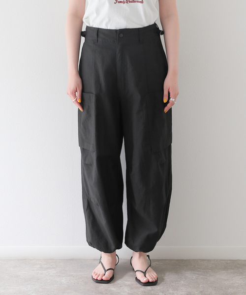 SLOBE citron.（スローブシトロン）の「SLOBE citron. ギガフィールドカーゴ（カーゴパンツ・レディース・ブラック/アイボリー・FREE）」の12枚目の写真