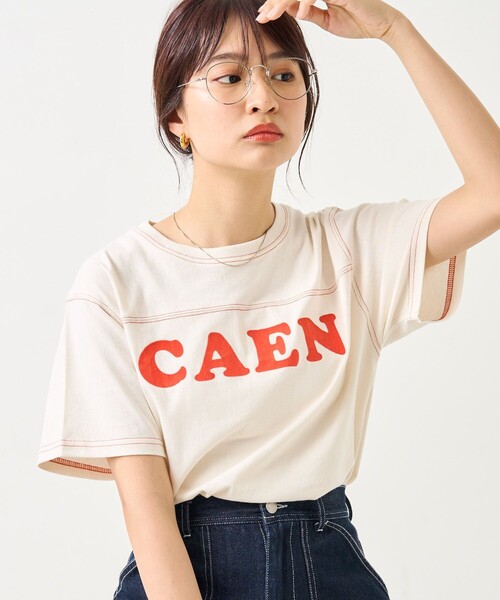 FREAK'S STORE（フリークスストア）の「配色ステッチロゴTシャツ（Tシャツ/カットソー・レディース・オフホワイト/レッド/ネイビー・ﾌﾘ-）」の2枚目の写真