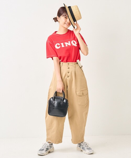 FREAK'S STORE（フリークスストア）の「配色ステッチロゴTシャツ（Tシャツ/カットソー・レディース・オフホワイト/レッド/ネイビー・ﾌﾘ-）」の10枚目の写真