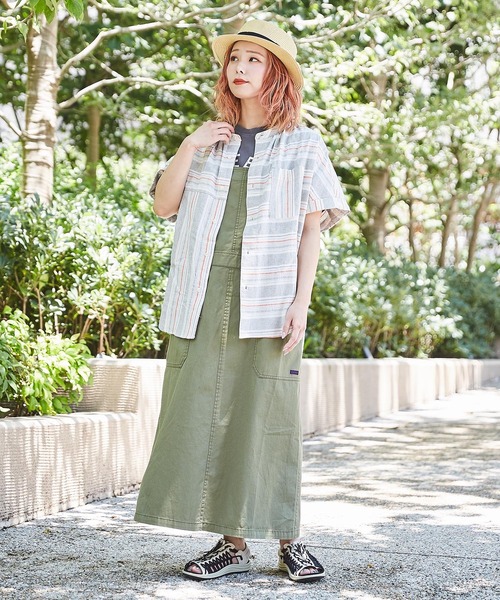 CUBE SUGAR（キューブシュガー）の「無地綿ツイルサロペットスカート（ジャンパースカート・レディース・ベージュ/ネイビー/カーキ・M）」の11枚目の写真