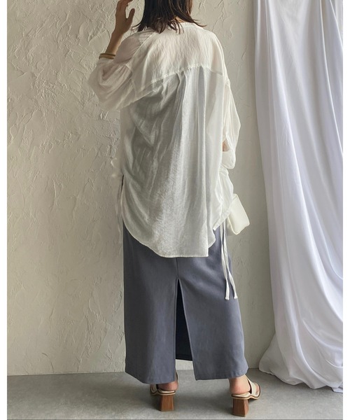 She's Closet（シーズクローゼット）の「カップ付きハイウエストダブルストラップIラインタイトロングキャミワンピース（ワンピース・レディース・グリーン/ブラック/モカ/オートミール/グレイッシュブルー/セージグリーン/チャコール/ダークブラウン・FREE）」の18枚目の写真