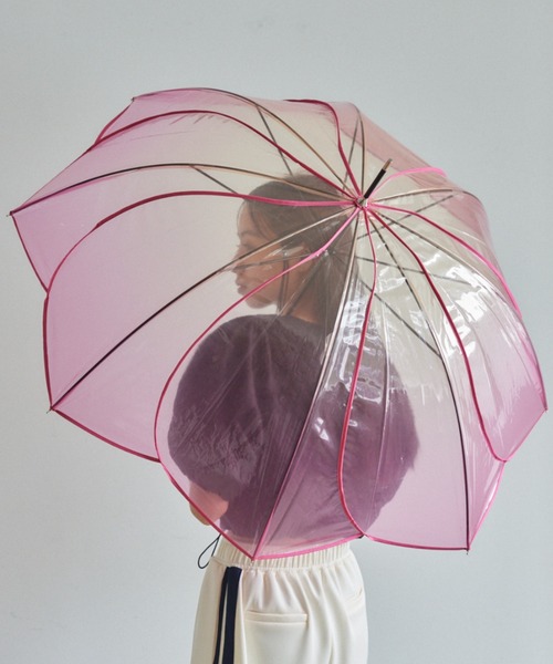 VANNIE U（ヴァニーユー）の「クリアフラワーアンブレラ/ビニール傘（長傘・レディース・ホワイト/ピンク/ブラウン/グレー・FREE）」の4枚目の写真