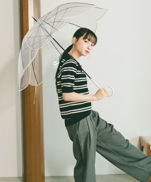 VANNIE U（ヴァニーユー）の「クリアフラワーアンブレラ/ビニール傘（長傘・レディース・ホワイト/ピンク/ブラウン/グレー・FREE）」の18枚目の写真