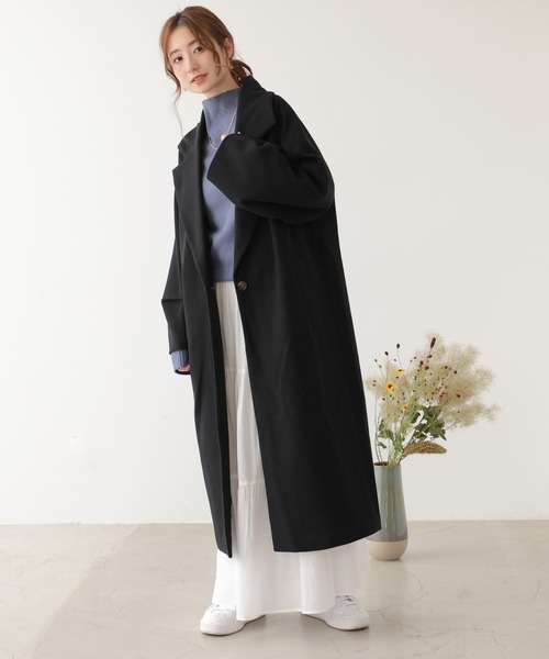 frames RAY CASSIN（フレームスレイカズン）の「袖タックチェスターコート（チェスターコート・レディース・ブラック・FREE）」の5枚目の写真