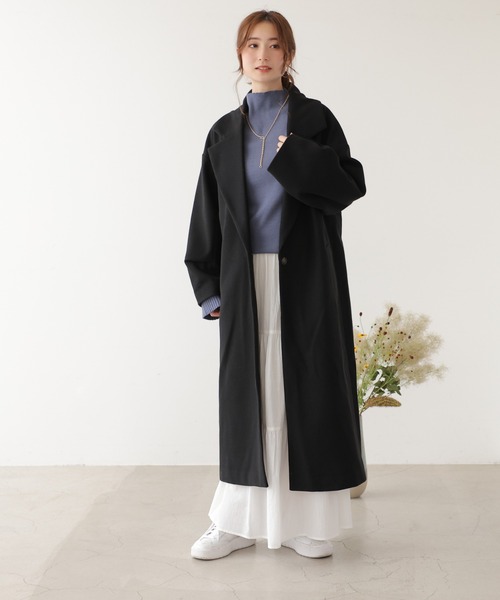 frames RAY CASSIN（フレームスレイカズン）の「袖タックチェスターコート（チェスターコート・レディース・ブラック・FREE）」の3枚目の写真