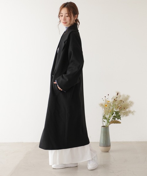 frames RAY CASSIN（フレームスレイカズン）の「袖タックチェスターコート（チェスターコート・レディース・ブラック・FREE）」の2枚目の写真
