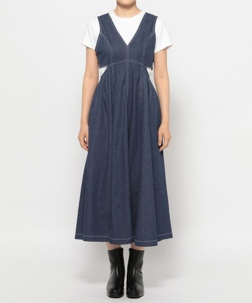 mysty woman（ミスティウーマン）の「カットアウトジャンスカ 964339（ジャンパースカート・レディース・ブラック系その他/ブラウン系その他/ブルー系その他/ライトブルー・FREE）」の11枚目の写真