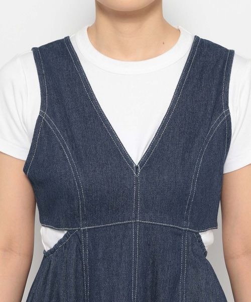 mysty woman（ミスティウーマン）の「カットアウトジャンスカ 964339（ジャンパースカート・レディース・ブラック系その他/ブラウン系その他/ブルー系その他/ライトブルー・FREE）」の14枚目の写真