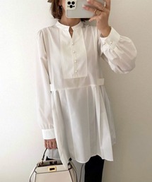 ♢新品♢ Emma Taylor パール釦キーネックプリーツ ブラウス シャツ パール釦プリーツブラウス│Emma Taylor│165cm│STYLEDOOR