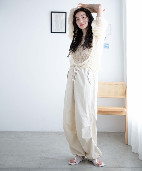 WEGO（ウィゴー）の「WEGO/パラシュートパンツ（カーゴパンツ・レディース・ベージュ/オリーブ/アイボリー/ライトグレー・FREE）」の5枚目の写真