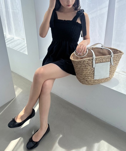 one after another NICE CLAUP(ワンアフターアナザーナイスクラップ)の「肩リボンシャーリングキャミビスチェ/WEB限定色(キャミソール・レディース・チェック/ホワイト系その他/アイボリー/ブラック系その他/ブルー/ホワイト/モカ/ブラック/ブラック×ホワイト・FREE)」の22枚目の写真