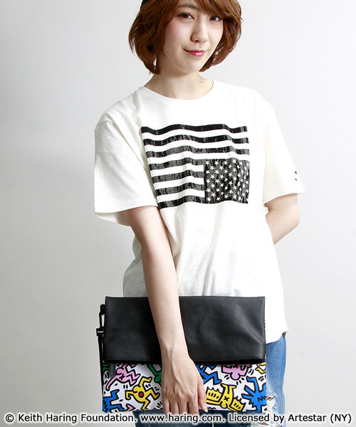 Keith Haring(キース・ヘリング)の「∴WEGO/Keith Haring(キースヘリング)クラッチバッグ(クラッチバッグ・メンズ・ホワイト/ブラック/マルチ・FREE)」の5枚目の写真