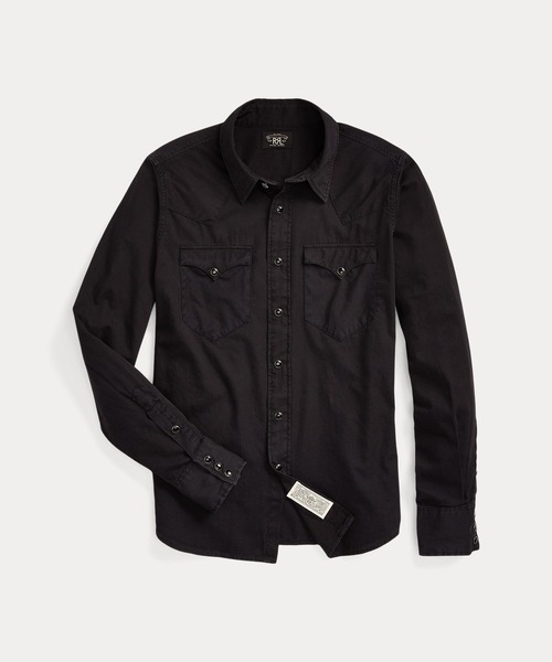 ま*ー様 RRL ダークブラックウエスタンシャツ コットン ツイル ウエスタン シャツ（シャツ/ブラウス）｜RRL（ダブル