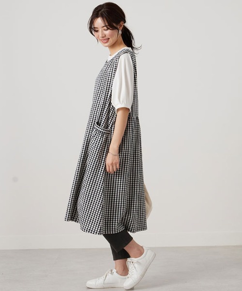 BELLUNA（ベルーナ）の「ポケット使いジャンパースカート（スカート・レディース・グリーン/チェック/ラベンダー・MEDIUM/X-LARGE/LARGE）」の9枚目の写真