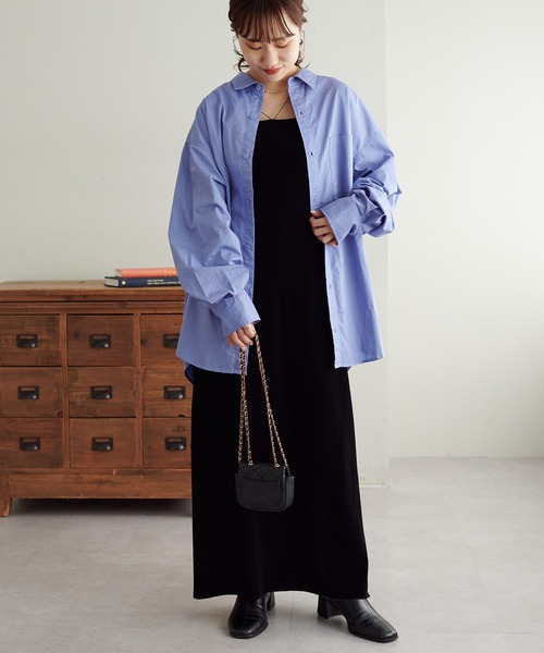 DISCOAT（ディスコート）の「【ユニセックス】ビッグカラーシャツ（シャツ/ブラウス・メンズ・ブラック/サックスブルー/ブルー・FREE）」の4枚目の写真