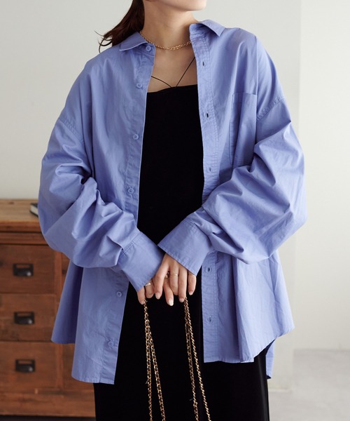 DISCOAT（ディスコート）の「【ユニセックス】ビッグカラーシャツ（シャツ/ブラウス・メンズ・ブラック/サックスブルー/ブルー・FREE）」の9枚目の写真