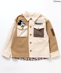 Disney（ディズニー）の「ディズニーキャラクターパッチワークシャツジャケット（デニムジャケット・キッズ）」