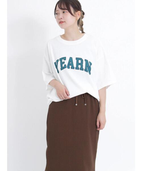 Samansa Mos2（サマンサ モスモス）の「フロントロゴプリントTシャツ（Tシャツ/カットソー・レディース・オフホワイト/イエロー/チャコールグレー/ブラウン・F）」の5枚目の写真