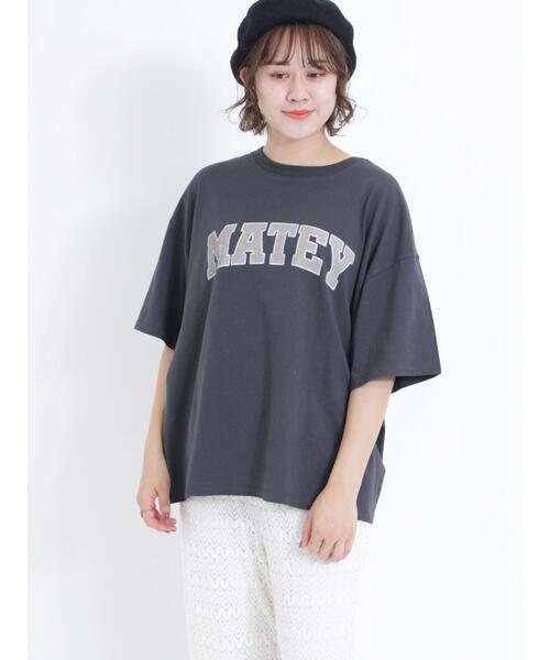 Samansa Mos2（サマンサ モスモス）の「フロントロゴプリントTシャツ（Tシャツ/カットソー・レディース・オフホワイト/イエロー/チャコールグレー/ブラウン・F）」の9枚目の写真