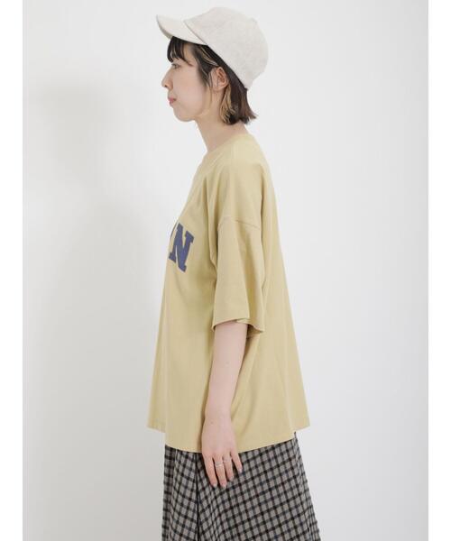 Samansa Mos2（サマンサ モスモス）の「フロントロゴプリントTシャツ（Tシャツ/カットソー・レディース・オフホワイト/イエロー/チャコールグレー/ブラウン・F）」の21枚目の写真