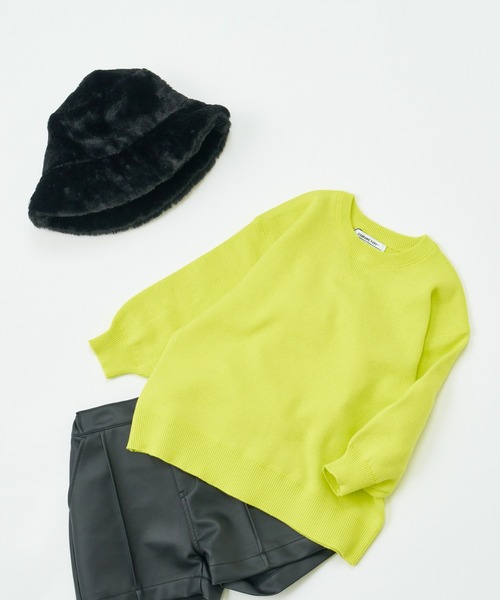 CIAOPANIC TYPY(チャオパニックティピー)の「【KIDS】ウォッシャブルスウェットライクニット(ニット/セーター・キッズ・グリーン/ピンク/ホワイト/ブラック/ブルー/グレー/グリーン系その他2/サックスブルー・S/M/L/XL/XXL)」の6枚目の写真