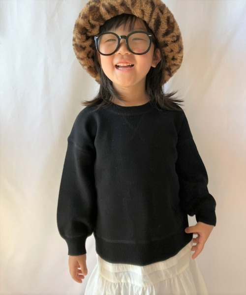 CIAOPANIC TYPY(チャオパニックティピー)の「【KIDS】ウォッシャブルスウェットライクニット(ニット/セーター・キッズ・グリーン/ピンク/ホワイト/ブラック/ブルー/グレー/グリーン系その他2/サックスブルー・S/M/L/XL/XXL)」の3枚目の写真