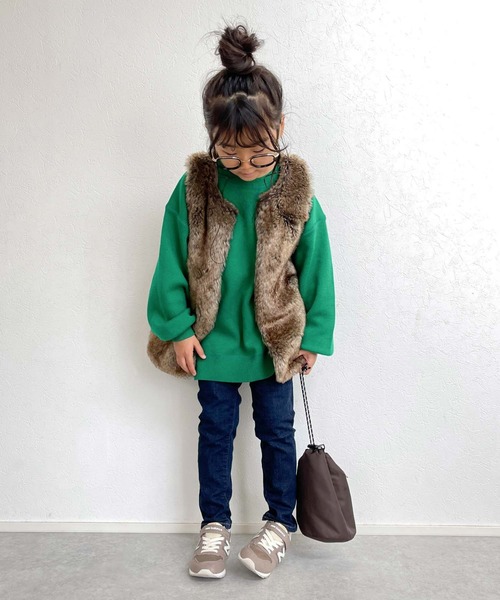 CIAOPANIC TYPY(チャオパニックティピー)の「【KIDS】ウォッシャブルスウェットライクニット(ニット/セーター・キッズ・グリーン/ピンク/ホワイト/ブラック/ブルー/グレー/グリーン系その他2/サックスブルー・S/M/L/XL/XXL)」の13枚目の写真