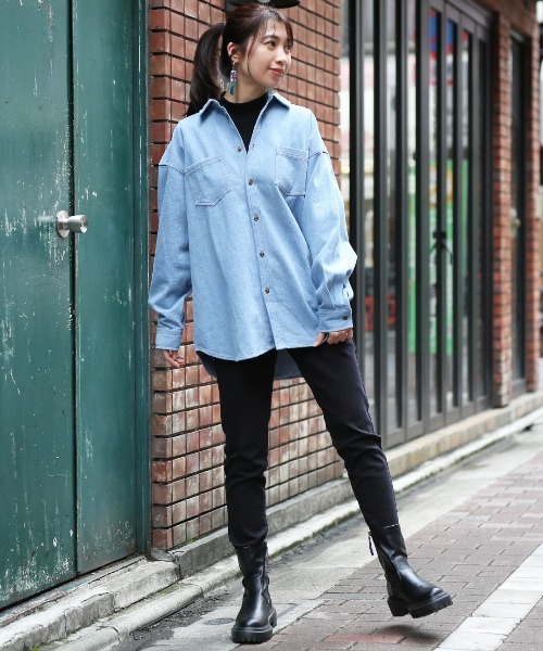 チチカカ（チチカカ）の「フラワー刺繍デニムシャツ（シャツ/ブラウス・レディース・インディゴブルー/ブルー・FREE）」の12枚目の写真