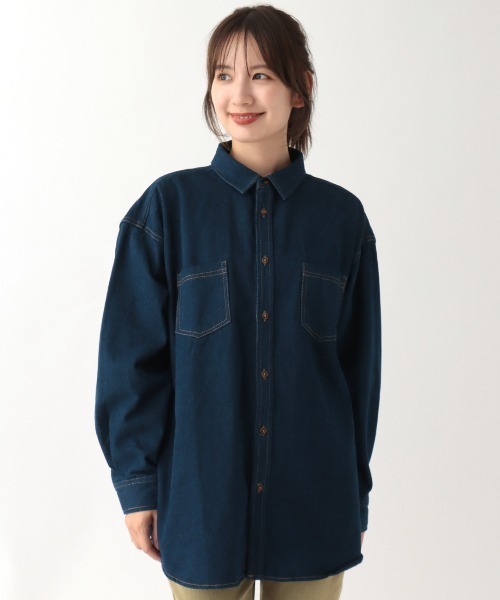 チチカカ（チチカカ）の「フラワー刺繍デニムシャツ（シャツ/ブラウス・レディース・インディゴブルー/ブルー・FREE）」の3枚目の写真