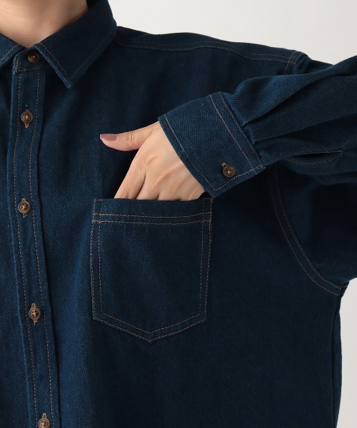 チチカカ（チチカカ）の「フラワー刺繍デニムシャツ（シャツ/ブラウス・レディース・インディゴブルー/ブルー・FREE）」の13枚目の写真