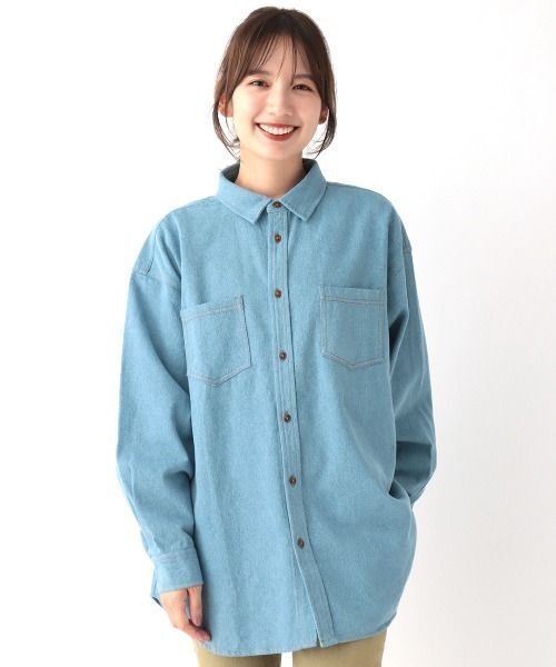 チチカカ（チチカカ）の「フラワー刺繍デニムシャツ（シャツ/ブラウス・レディース・インディゴブルー/ブルー・FREE）」の10枚目の写真