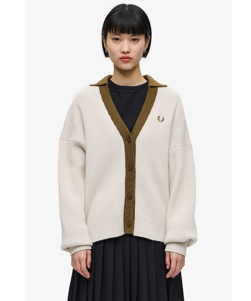 FRED PERRY（フレッドペリー）の「Ribbed Collar Cardigan（カーディガン/ボレロ・レディース・ベージュ・10）」の3枚目の写真