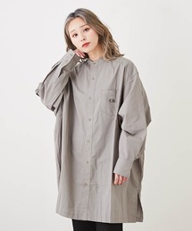 CUBE SUGAR | 無地コットンダンプバンドカラービッグシャツ(シャツ/ブラウス)