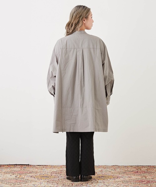 CUBE SUGAR（キューブシュガー）の「無地コットンダンプバンドカラービッグシャツ（シャツ/ブラウス・レディース・グレー/ピンク/ホワイト/ライム/ベージュ・M）」の12枚目の写真