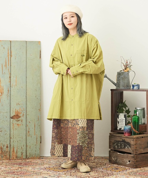 CUBE SUGAR（キューブシュガー）の「無地コットンダンプバンドカラービッグシャツ（シャツ/ブラウス・レディース・グレー/ピンク/ホワイト/ライム/ベージュ・M）」の19枚目の写真