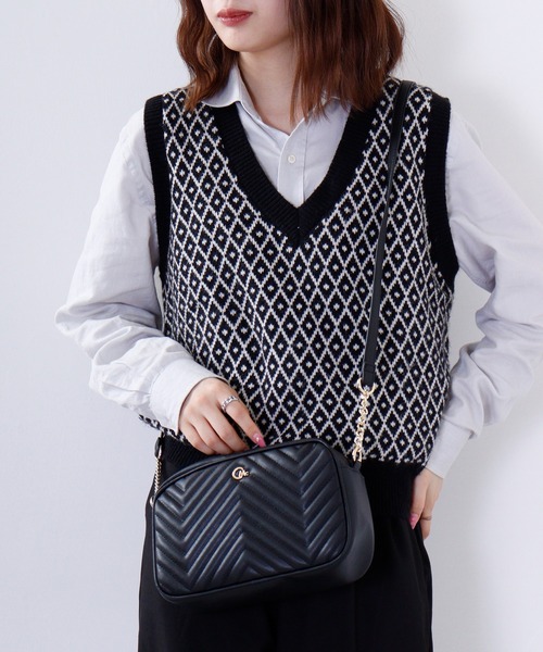 CECIL McBEE（セシルマクビー）の「キルトバッグ　ショルダー（ショルダーバッグ・レディース・ベージュ/ブラック・F）」の7枚目の写真