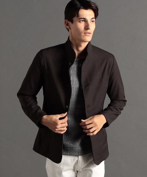 MONSIEUR NICOLE(ムッシュニコル)の「ドビーツイルプリント スタンドカラーブルゾン(ブルゾン・メンズ・ブラック/ブラウン/ネイビー・MEDIUM/LARGE/X-LARGE)」の3枚目の写真