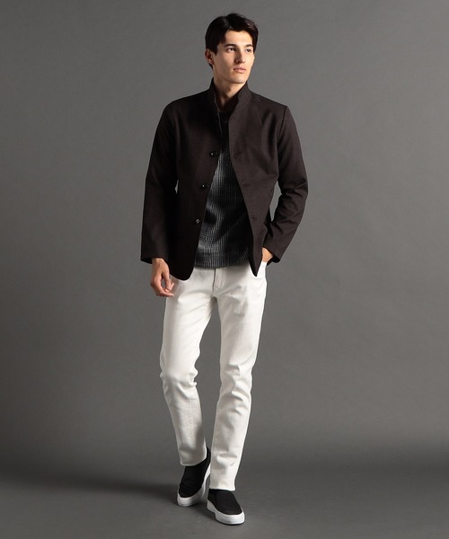 MONSIEUR NICOLE(ムッシュニコル)の「ドビーツイルプリント スタンドカラーブルゾン(ブルゾン・メンズ・ブラック/ブラウン/ネイビー・MEDIUM/LARGE/X-LARGE)」の4枚目の写真