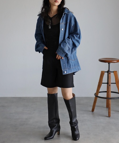 フランシュリッペ くるみボタン ピンタック デニムジャケット