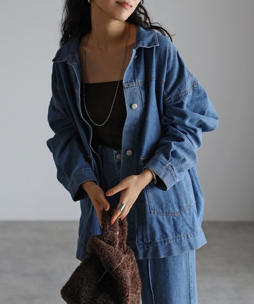 ピンタックデニムジャケット（デニムジャケット）｜Bonjour Sagan