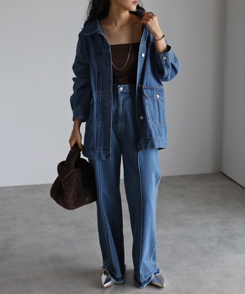 ピンタックデニムジャケット（デニムジャケット）｜Bonjour Sagan