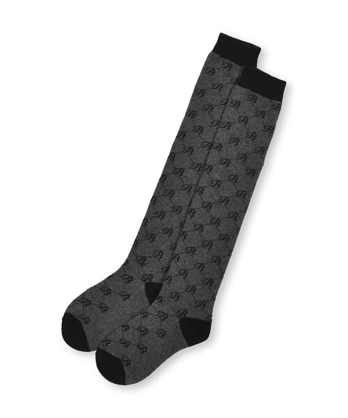 BeBe（ベベ）の「ロゴジャガードオーバーニーハイソックス (15~24cm)（ソックス/靴下・キッズ・グレー系その他/ベージュ系その他・21.0cm/24.0cm/19.0cm/17.0cm）」の2枚目の写真