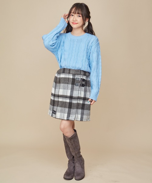 JENNI love(ジェニィラブ)の「【ウォッシャブル】ケーブルニットショート丈プルオーバー(ニット/セーター・キッズ・アイボリー/サックスブルー/ピンク・130cm/160cm/140cm/150cm)」の9枚目の写真